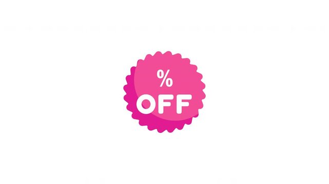 Bright pink discount sticker with percentage off text is perfect for promotional designs, retail advertisements, marketing material, and sales announcements.