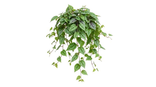 Set of Green Cissus Leaves and Javanese Treebine Vine Isolated on White Background