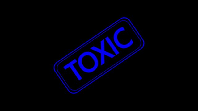 TOXIC stamp text animation on black background, danger warning and lethal hazard concept