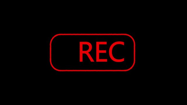 glow rec text camera recording icon blink animation video , interface of video recorder digital display animation icon video