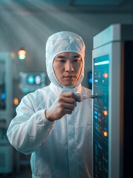 AI Data Privacy Concept with Engineer Securing Server Access