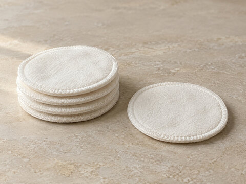 Stack of washable cotton cleansing pads