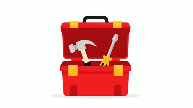 Red toolbox illustration on white background
