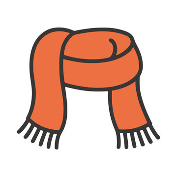 Orange scarf with fringe isolated on transparent background