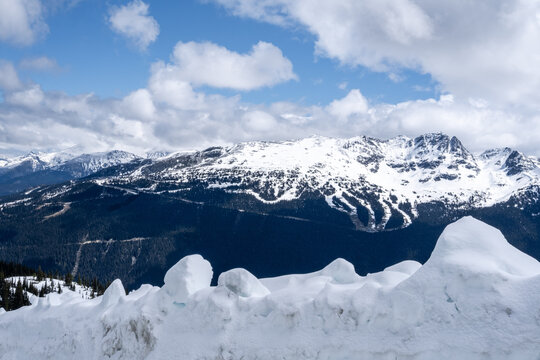 Views from the snow walls on Whistler Mountain in May
