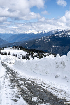 Views from the snow walls on Whistler Mountain in May