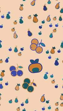 Seamless pattern of stylized fruits