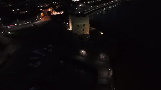 Aerial view of Carrickfergus Castle in Northern Ireland