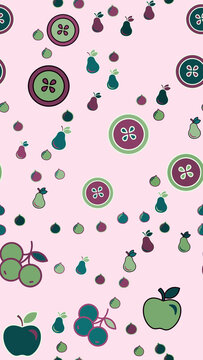 Stylized fruit and button pattern