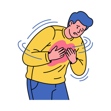 Man clutching chest while experiencing sudden heart pain