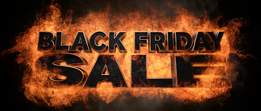 Black Friday Sale Fiery Text Dark Background Banner