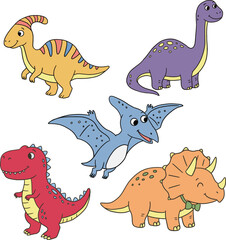 set of cartoon dinosaurs © Estiningtyas