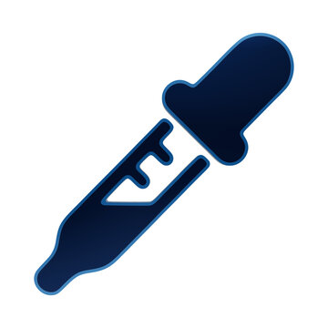 A blue glowing icon of a laboratory dropper or pipette used for transferring small amounts of liquid in scientific experiments on a dark background isolated on a transparent background
