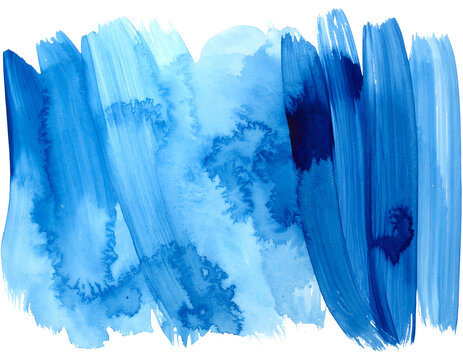 Blue watercolor brush strokes abstract background texture, vibrant painted wash effect