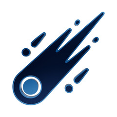 A blue glowing comet icon with a trailing tail and surrounding particles, representing space exploration, astronomy, celestial bodies, and cosmic events isolated on a transparent background © image@58