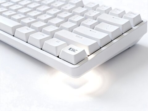Close-up View of White Computer Keyboard with ESC Key