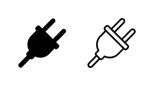 Electric plug icons in solid and outline styles