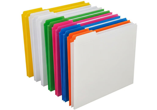 Stack of colorful hanging office file folders
