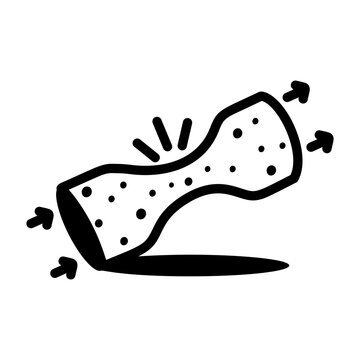 Hand-drawn doodle icon of a narrowing bottleneck shape filled with data points, presented in bold black outlines on a clean white background for clear process visuals.