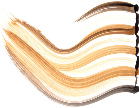 Brown watercolor brush stroke wavy line with texture isolated on white
