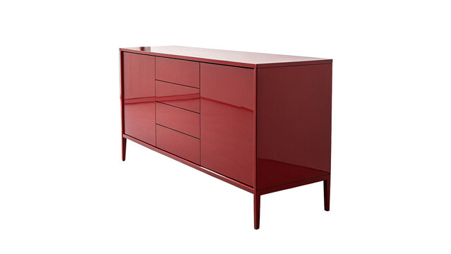 Modern sleek red gloss finish sideboard buffet cabinet living room interior furniture