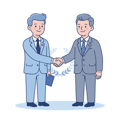 Fototapeta premium Two businessmen shaking hands vector illustration, business agreement