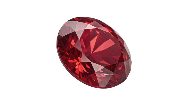 Vibrant red ruby gemstone crystal with brilliant faceted cut jewelry element isolated