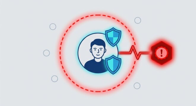 Identity icon for account takeover detection, user verification, access control, and suspicious login alerts.