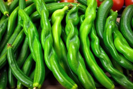 Fresh Green Zucchini and String Beans Ready for Grilling or Summer Salad