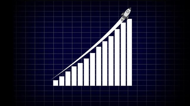 business growth bar chart animation showing monthly company progress in futuristic hud style
monthly financial growth chart with rising bars and digital technology interface animation