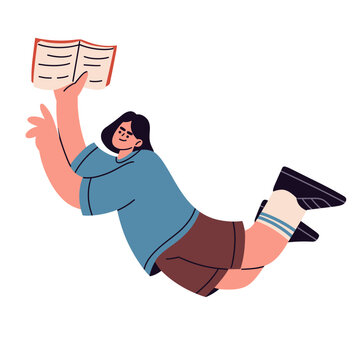 Vector of young character illustrations enjoying reading, studying, learning, and education concept for library, bookstore, and literacy campaign banner.