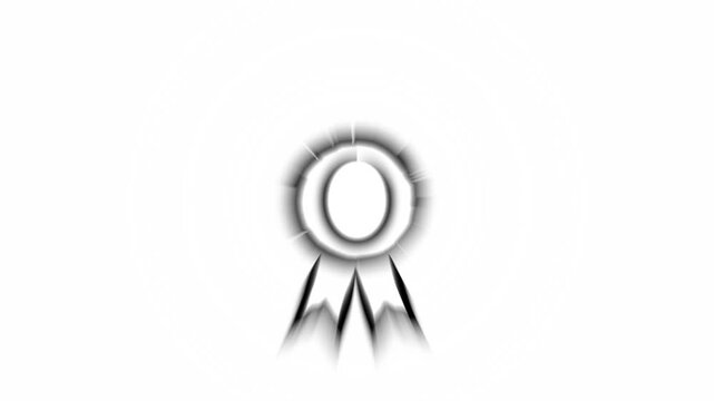 Animated award ribbon badge and 1st place medal icon with star, quality assurance and achievement recognition graphic on green screen and white background, 4k