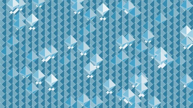 Abstract blue geometric pattern with falling triangles motion background