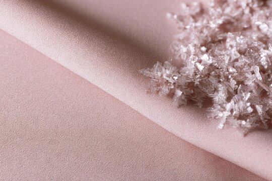 Textile fabric with decorative embellishments laid on a flat surface in a crafting space