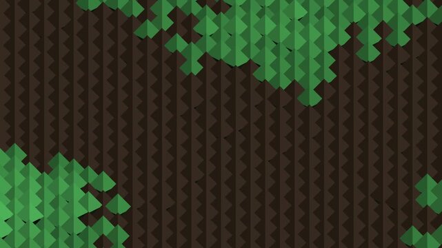 Abstract green pixelated blocky landscape digital background footage
