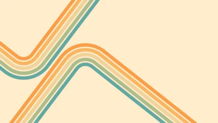 Abstract background of rainbow groovy Wavy Line design in 1970s Hippie Retro style. Vector pattern ready to use for cloth, textile, wrap and other. © 9Air