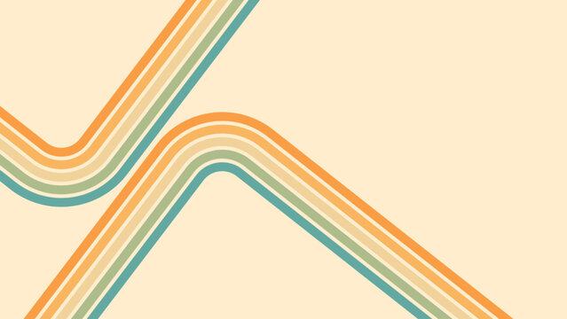Abstract background of rainbow groovy Wavy Line design in 1970s Hippie Retro style. Vector pattern ready to use for cloth, textile, wrap and other.