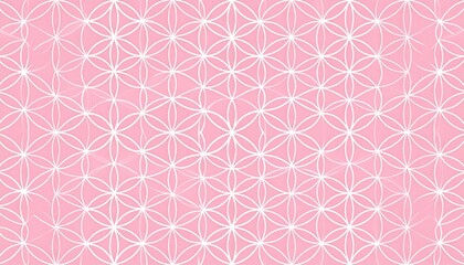Fototapeta premium Graceful Japanese shippo interlocking circle pattern with delicate white lines on soft pink