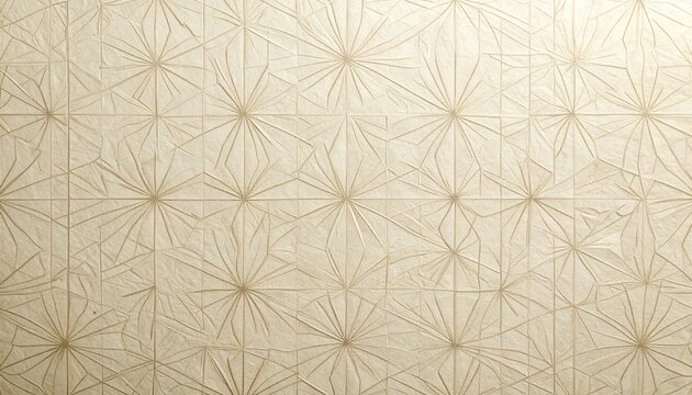 Elegant Japanese asanoha pattern in delicate pale gray lines over warm ivory washi paper texture