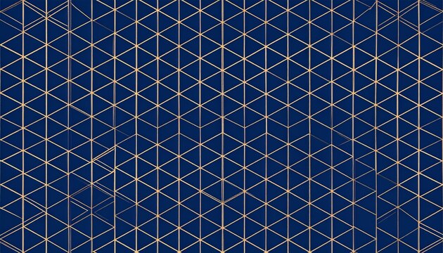 Refined Japanese kikko hexagonal geometric pattern with thin muted gold lines on navy