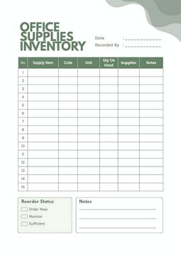 Professional Office Supplies Inventory Checklist Template for Business Stock Tracking and Organization