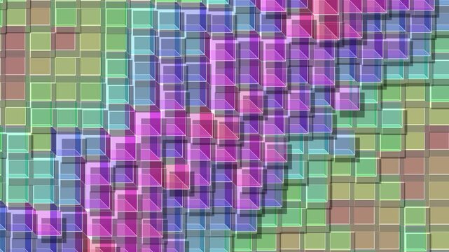 Colorful abstract mosaic tile grid pattern background footage