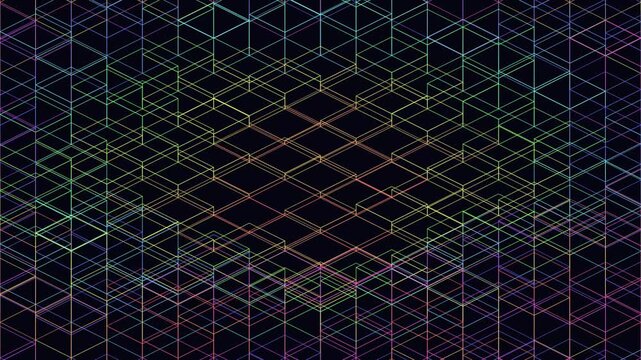 Abstract colorful geometric grid wireframe background animation footage