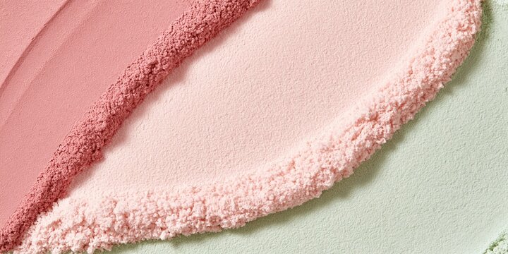 Abstract pigment powders in pink and green arranged diagonally