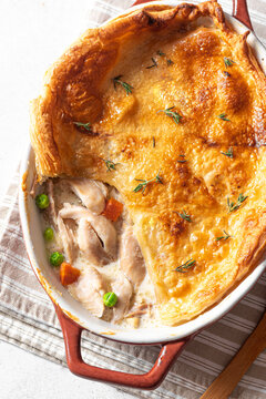 Chicken pot pie, Creamy chicken pie with puff pastry