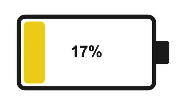 Discharging Battery Icon Animation Showing Low Battery Warning