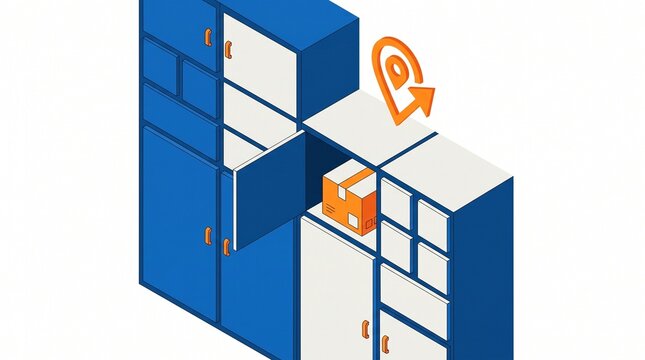 Smart parcel locker station with location pin for automated package delivery