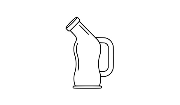 Simple Black Medical Urinal Bottle Line Art Vector Illustration