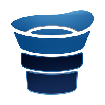 Stylized blue funnel icon for industrial filtration and process optimization concepts on a clean simple background isolated on a transparent background