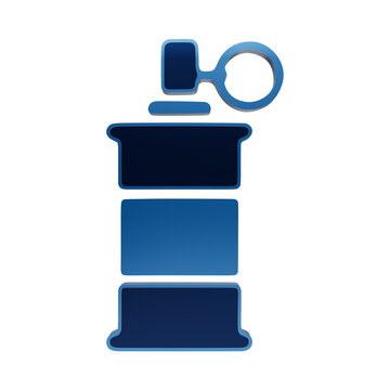 Handheld smoke grenade icon in blue neon style for tactical military gear and security equipment concept isolated on a transparent background